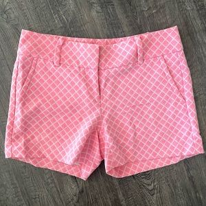Pink and white windowpane print